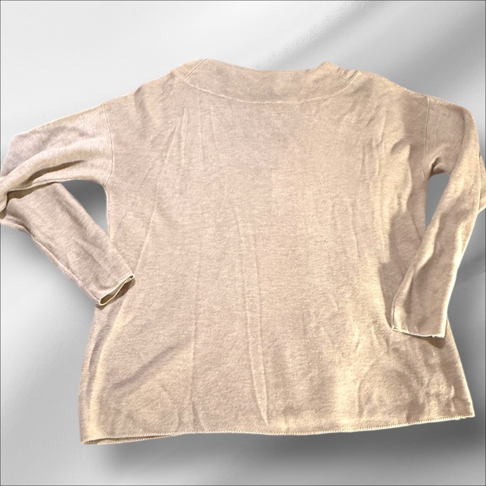 Eileen Fisher Women's Tan Deep V-Neck Knit Sweater Size Lg - Picture 8 of 12